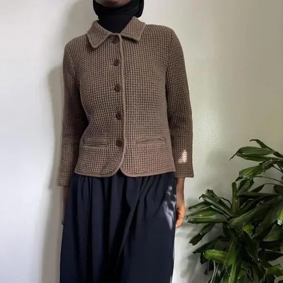 Vintage Brown blazer with button-up‎ front and two front pockets M - Picture 2 of 5